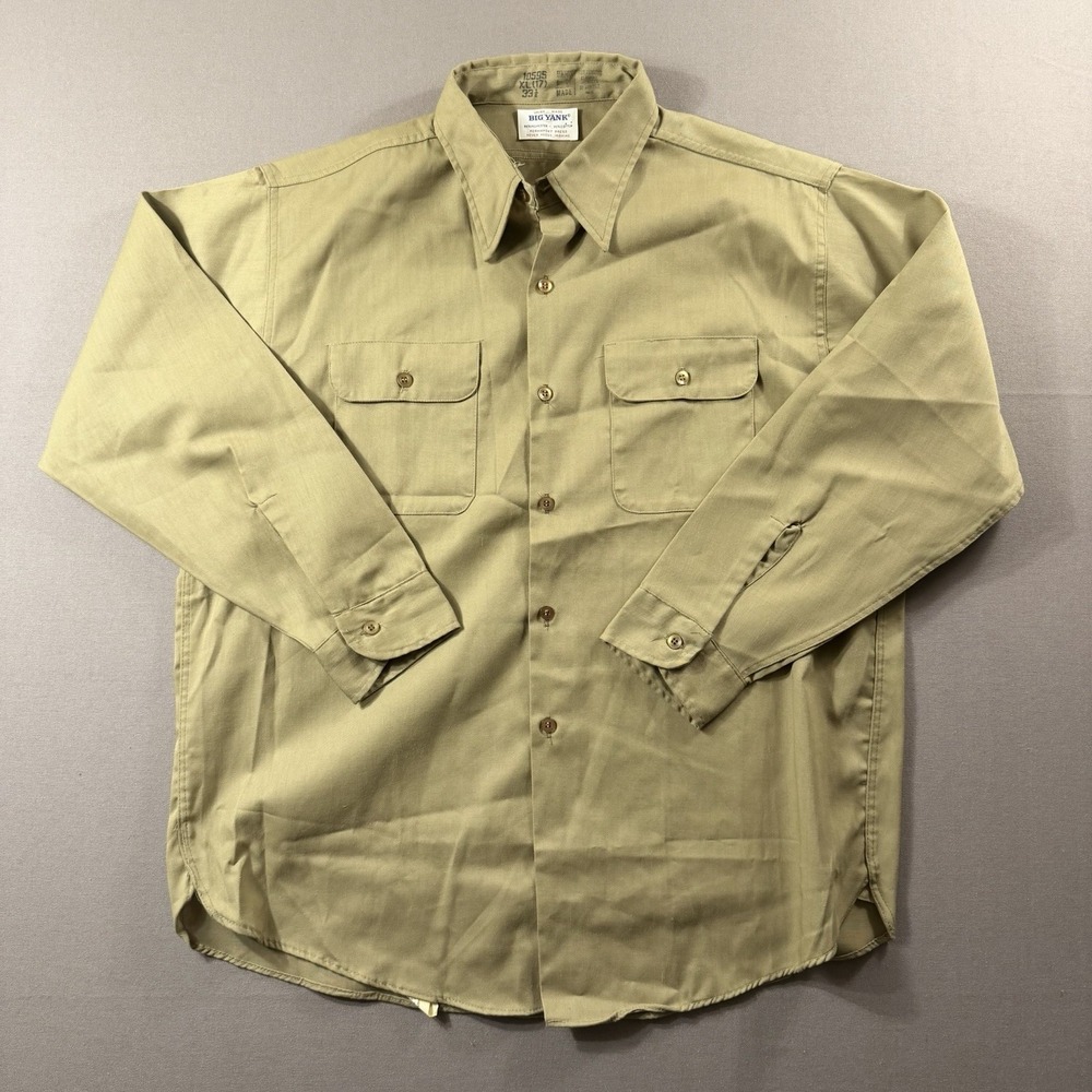 Vtg Big Yank Button Up Collared Shirt XL Heavy 100% Cotton